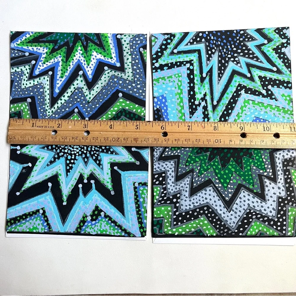 Colorful Patterned Cards-Artist Designed & Painted. Very Special Luxury Cards